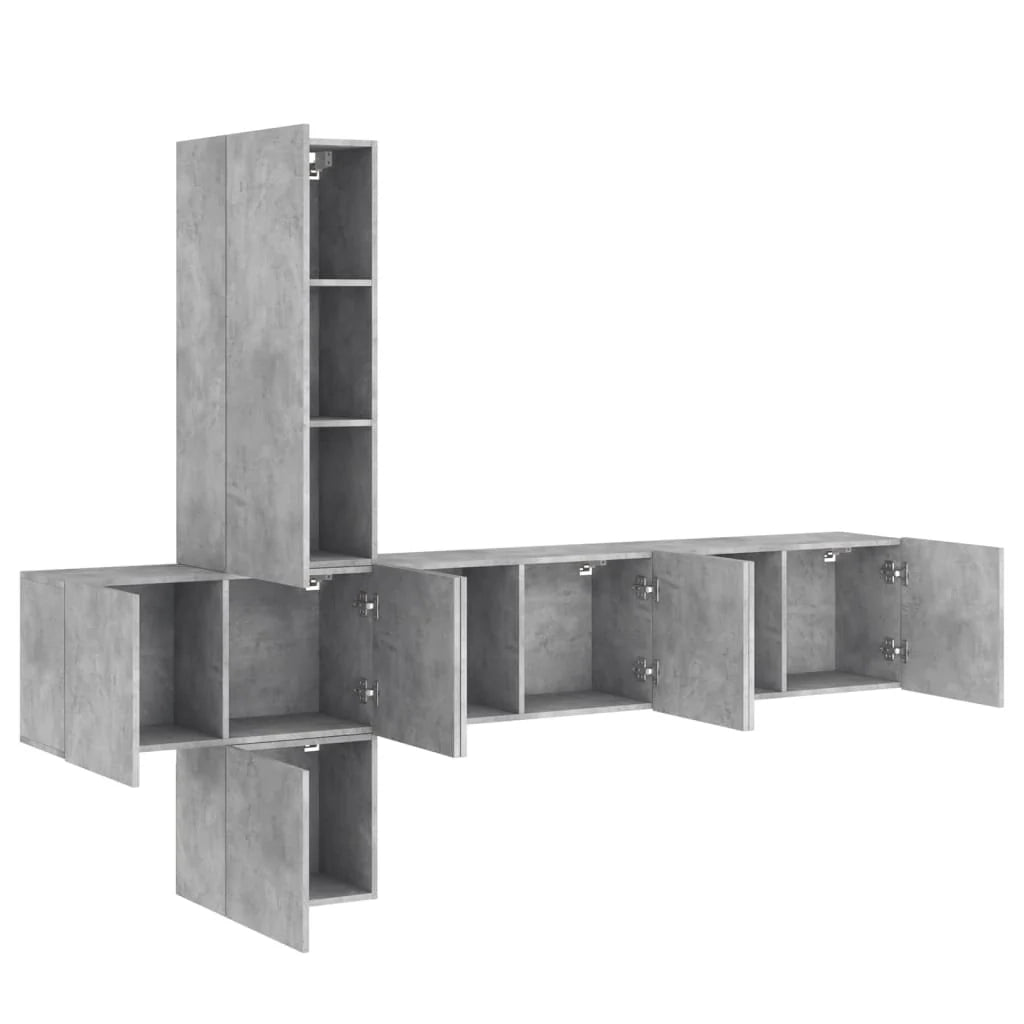 Mobile TV multimediale scaffale TV mobile TV sala da pranzo soggiorno camera da letto 5 pezzi legno ingegnerizzato grigio 02_0029259