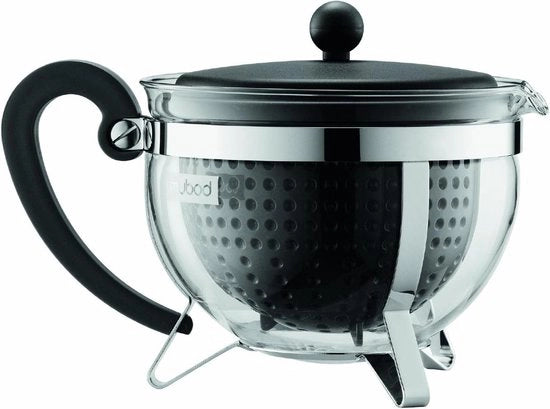 Teapot Chambord 13 litri con coperchio in plastica colorato - Nero - Filtro - Maniglia a mano
