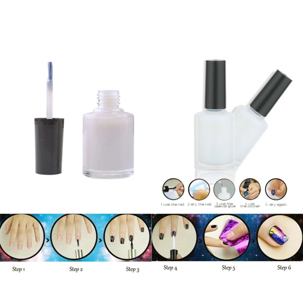 Trade Shop - 3 Smalti Uv Colla Adesivo Bianco Cartine Decorazioni Gel Ricostruzione Nail Art -