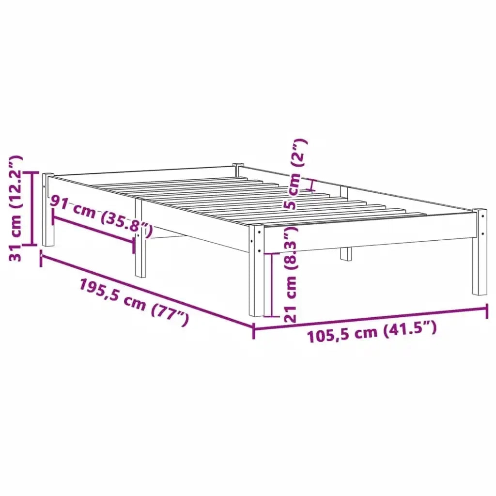 Giroletto senza Materasso 100x190 cm in Legno di Pino Doppio