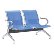 Panca sala attesa 2 posti in acciaio microforato blu 123x68x78 cm