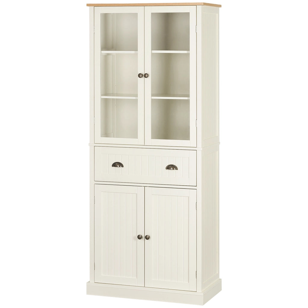 Credenza con Vetrina e Cassetto ¨C Xylo ¨C Crema 76x40x182,5 cm
