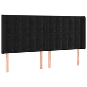 Testiera | Testata ad Orecchio Nera 183x16x118/128 cm in Velluto