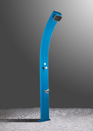 Doccia Solare da Esterno Giardino 30L Miscelatore e Lavapiedi Arkema Spring Fascia Inox Viola