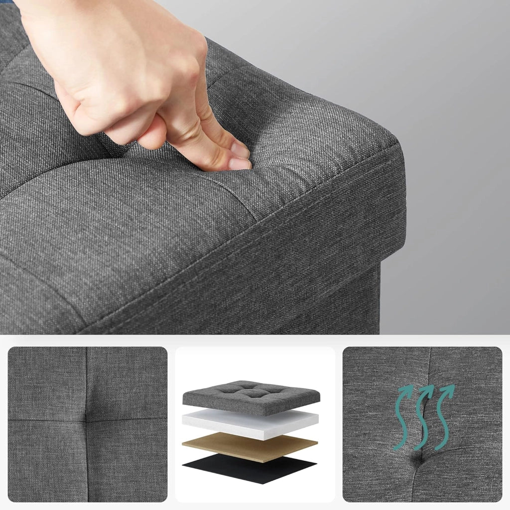 Pouf contenitore Valora grigio scuro con seduta pieghevole per soggiorno