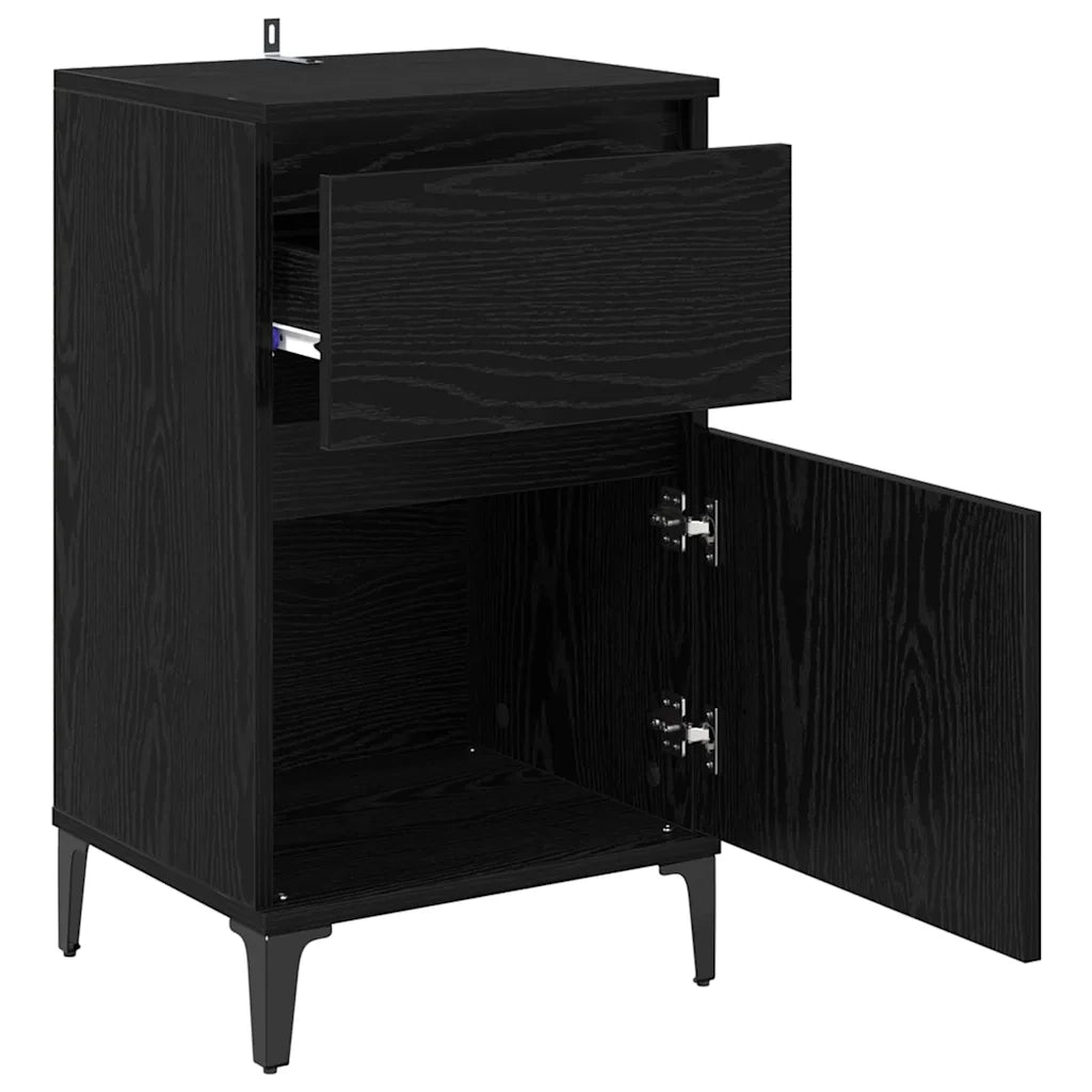 Armadio da Notte con cassetto 2 pcs Rovere Nero 40 x 35 x 70 cm