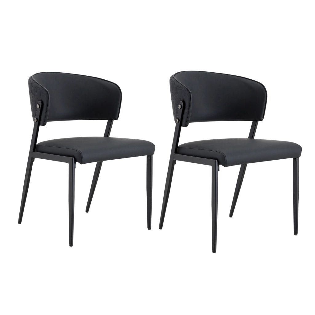 Sedia da pranzo 74.0x53.5x51.0 cm con schienale ergonomico in PU e metallo nera
