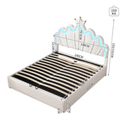 Letto a cassone per giovani - Xylo - 140x200 cm - LED regolabile imbottitura morbida beige