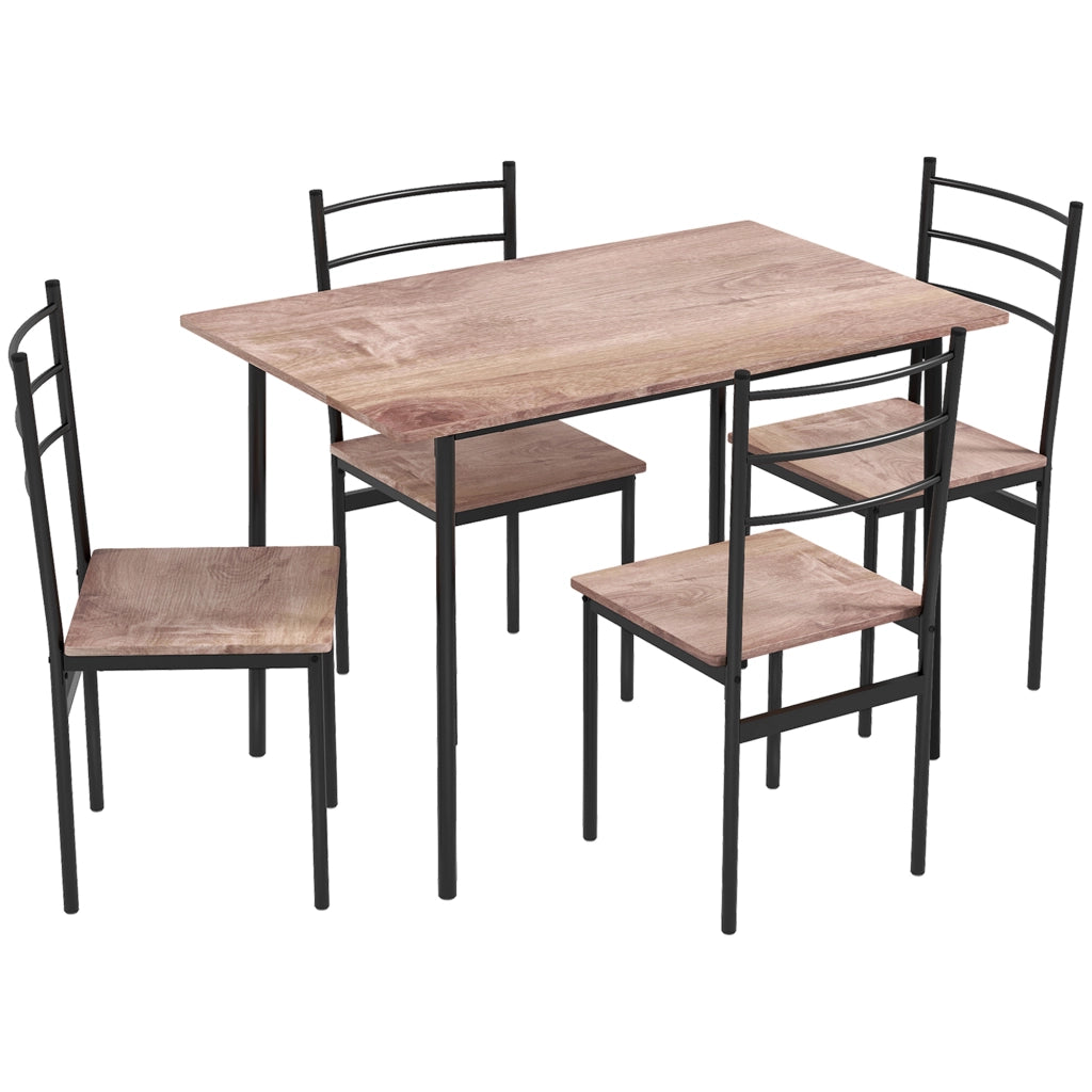 Set Tavolo da Pranzo e Sedie 5 Pezzi ¨C Minimal ¨C Bianco, Legno e Acciaio