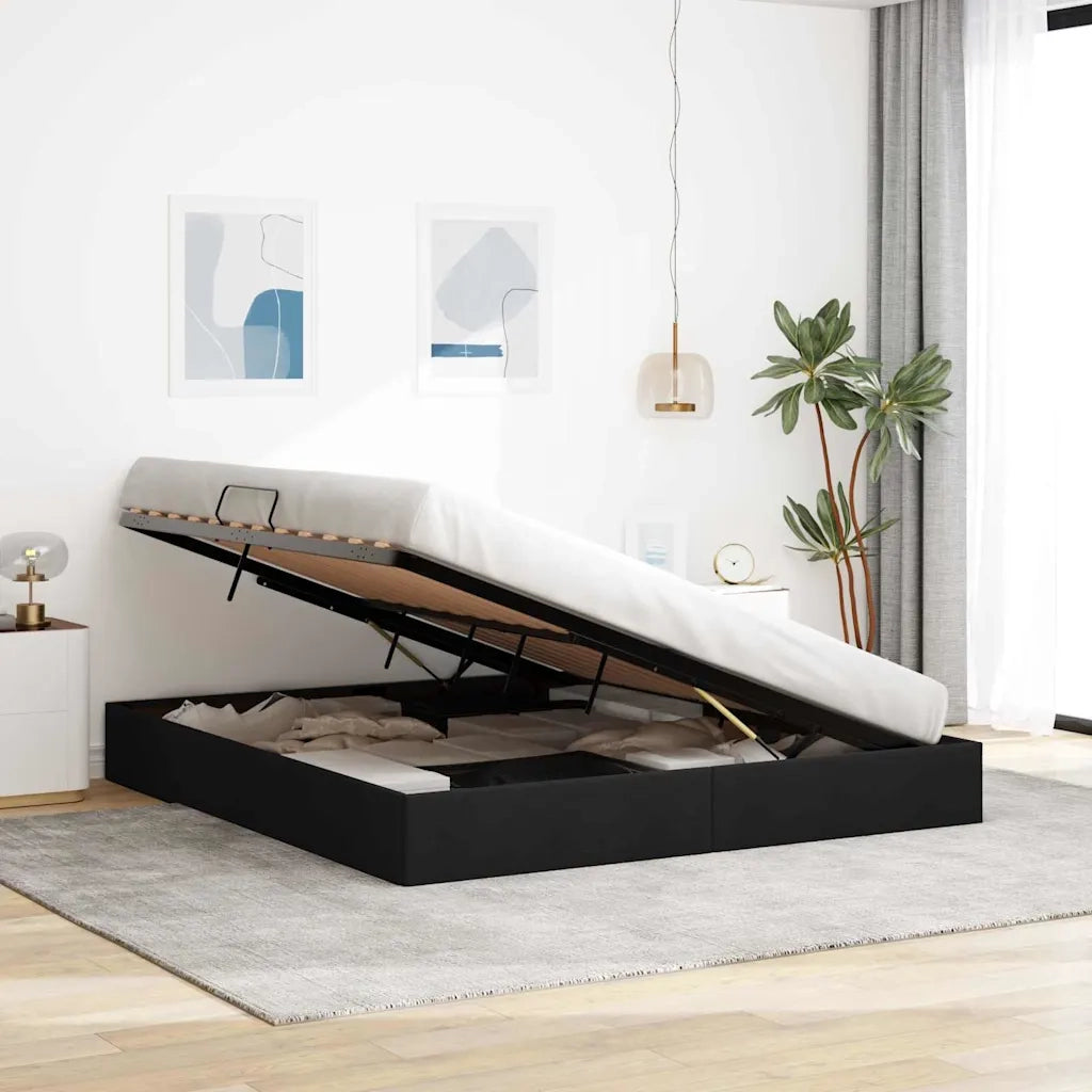 Letto con Contenitore Nero 180 x 200 cm Tessuto 3370051