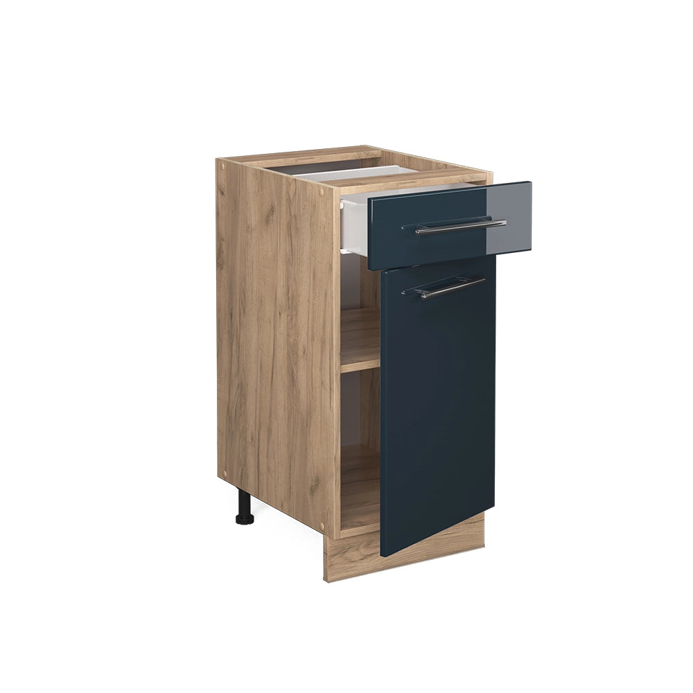 Mobiletto base per cucina Fame-Line Blu scuro lucido/Rovere dorato 40 cm senza piano di lavoro Vicco
