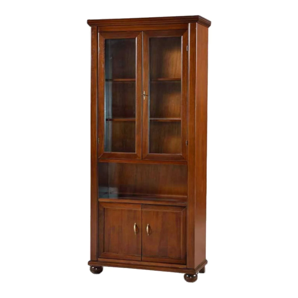Vetrina in legno 4 porte tinta noce arte povera l.89 p.38 h.198 - Mobili 2G