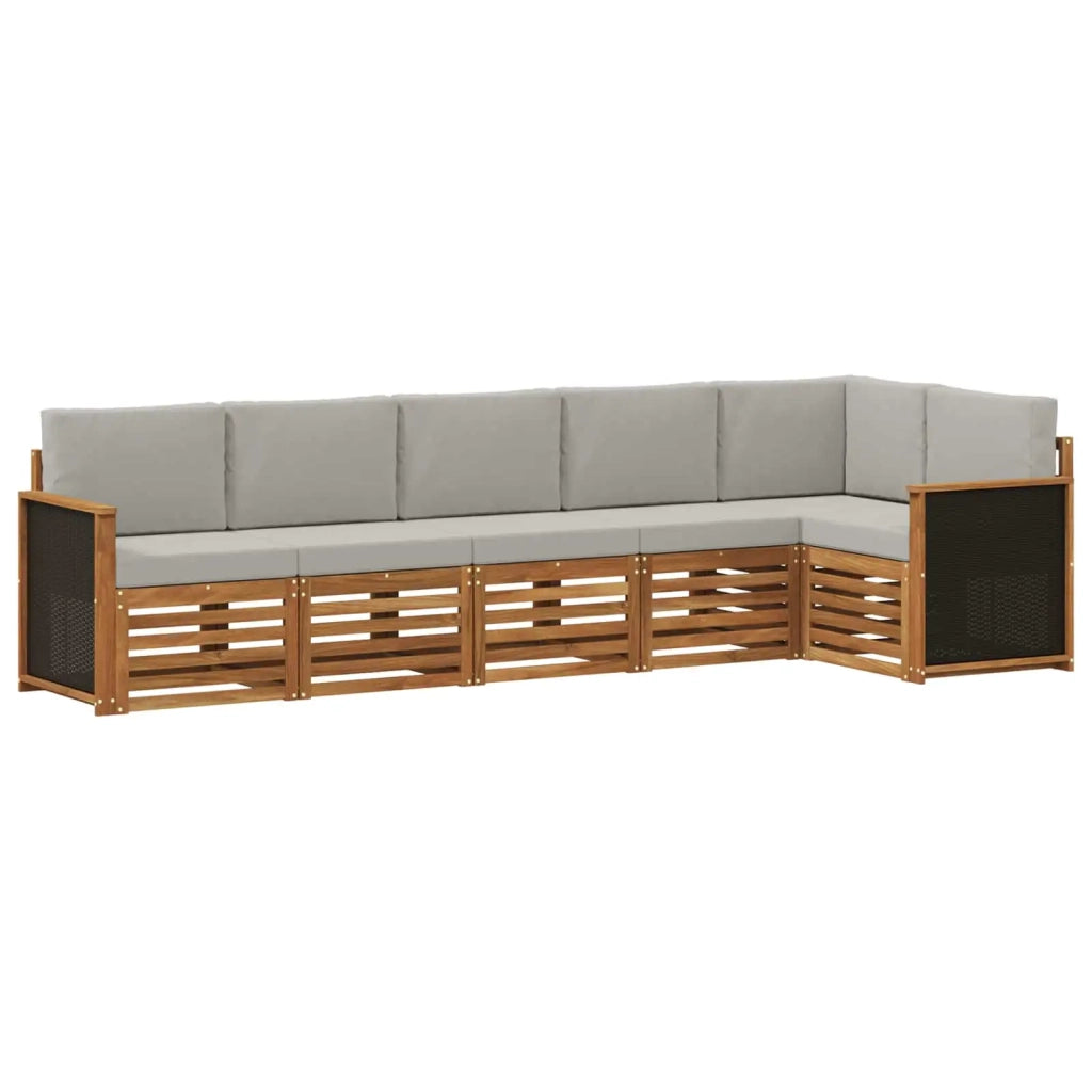 Set divano sezionale con cuscino 5 pcs Naturale e Grigio Chiaro 3384402