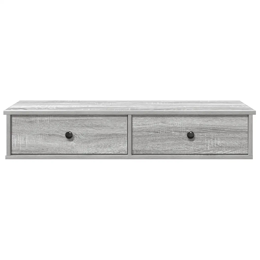 Scaffale a Parete con Cassetti Grigio 100x37,5x19 cm Truciolato 859964