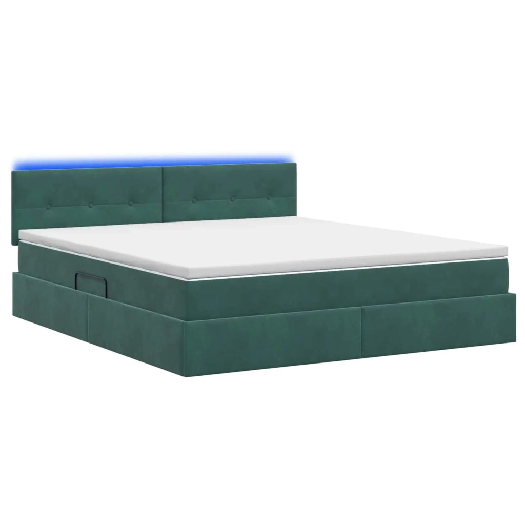 Letto con contenitore LED e materasso Verde Scuro 160 x 200 cm 3459261