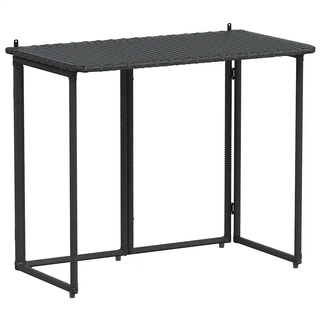 Tavolo da Giardino Pieghevole Nero 90x51x75 cm in Polyrattan 4108254