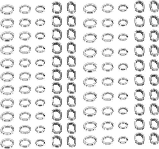 200 pezzi di anello a clip in acciaio inossidabile doppio, set di clip forze elevate con chiusura rapida.