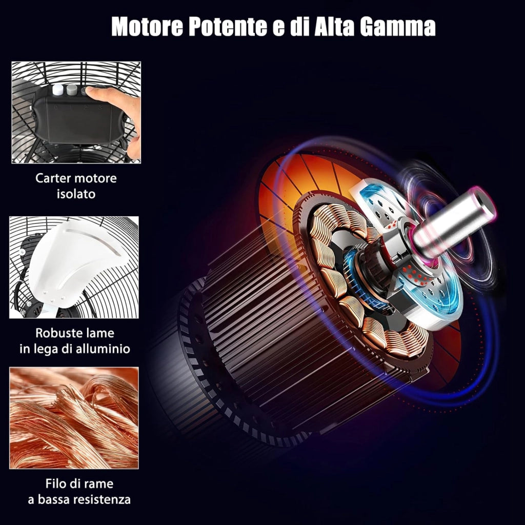Ventilatori da Pavimento 62 X 20 X 59 CM, 3 Velocità di Vento Regolabili, Ventilatore Industriale in Metallo, Angolo di Inclinazione 145°, per Magazzino, Officina, Cantina, Ufficio (Nero)