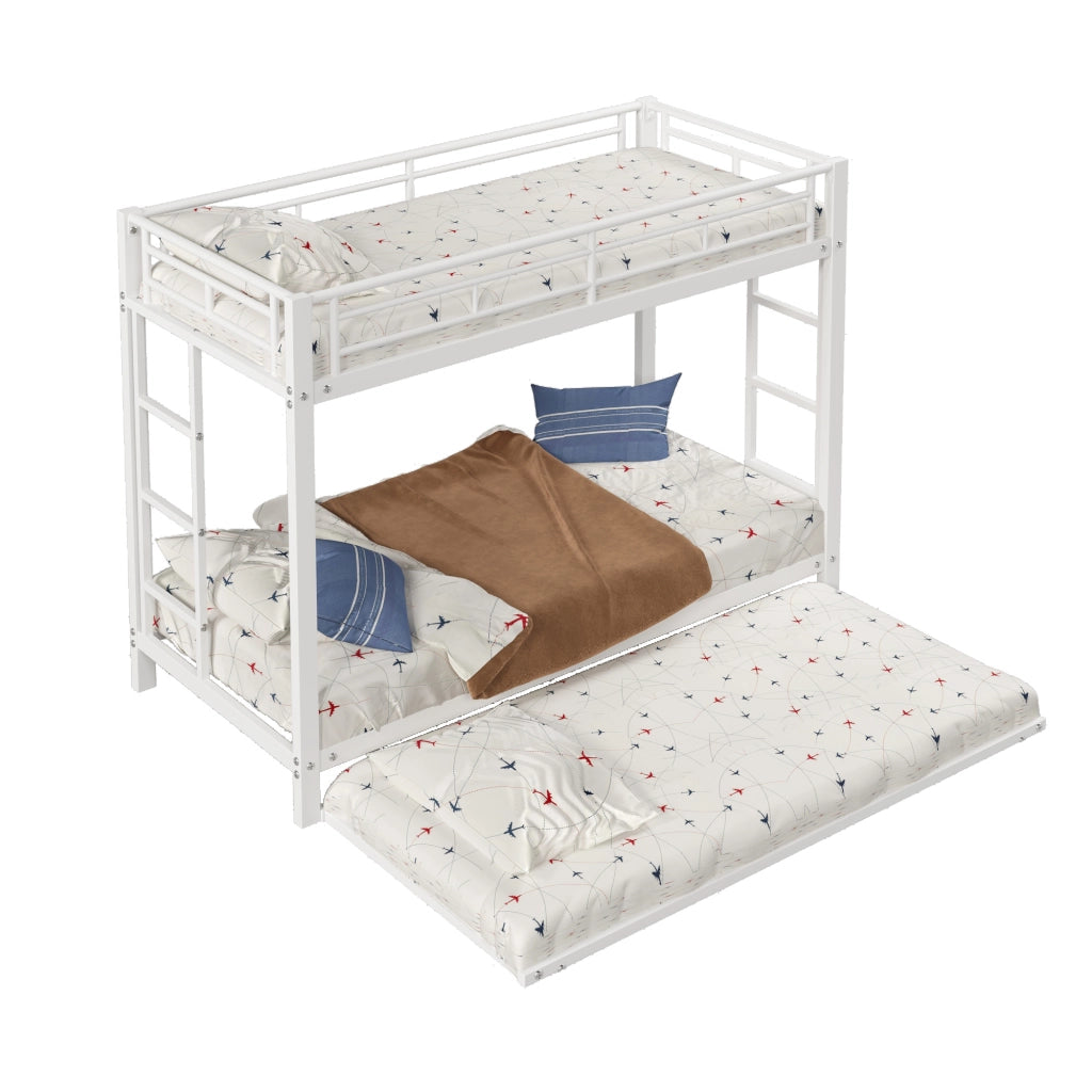 LETTO A CASTELLO con letto estraibile 90x200 cm in metallo bianco