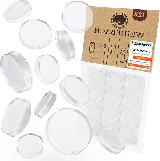 12 pezzi di fermabuffi trasparenti adesivi per porte 20 x 5 mm - fermabuffi elastici per superfici in vetro - fermagli in gomma per bagno