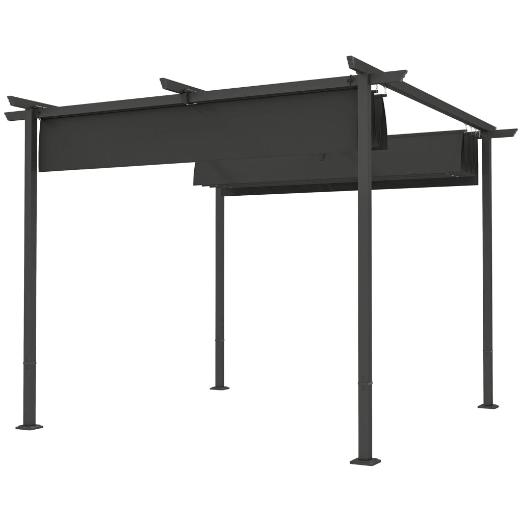 Pergola da giardino con tetto regolabile ¨C Minimal ¨C 3x3 m, tela UPF30+, telaio in metallo, colore grigio scuro
