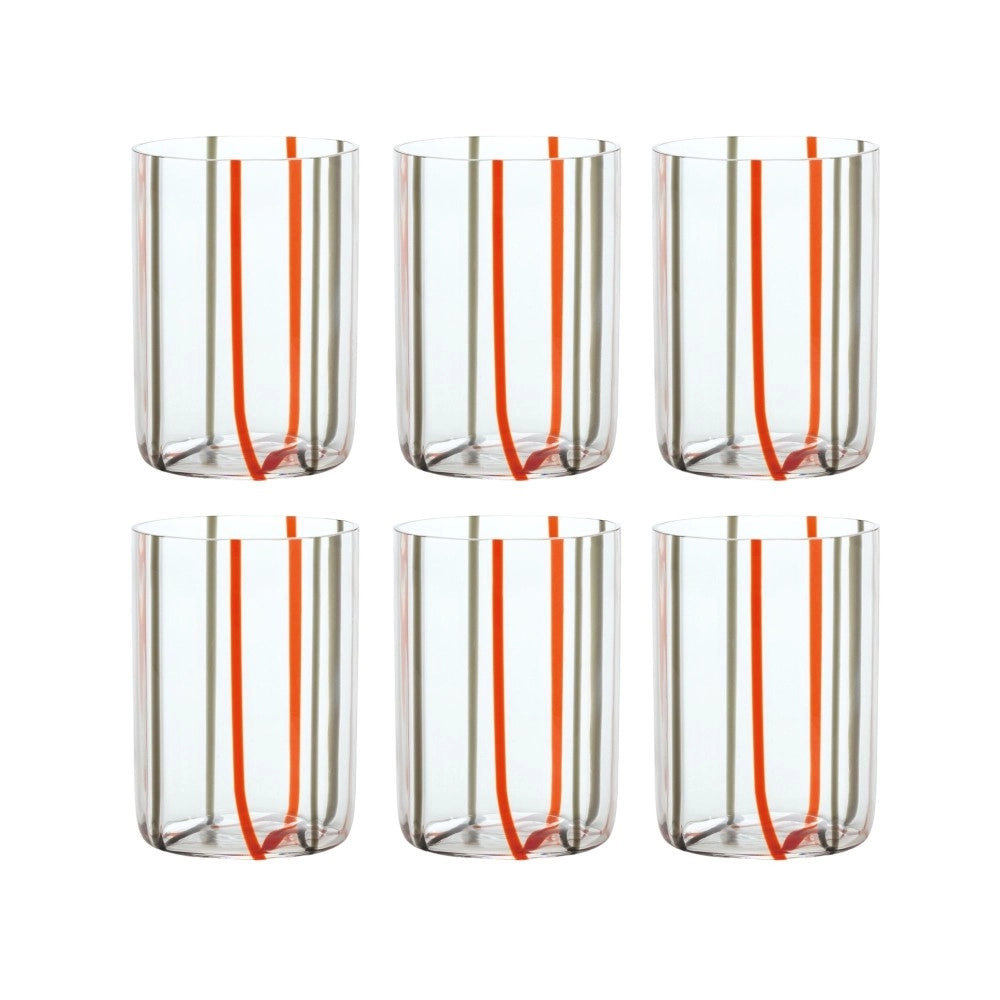 Bicchiere Tirache Zafferano in vetro borosilicato bicolore Rosso-grigio box 6 pezzi