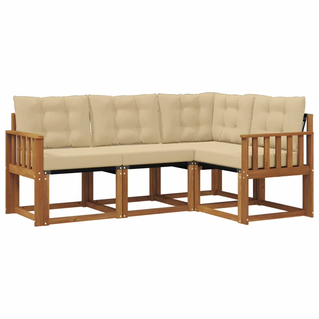 Set di divani da esterno con cuscino 4 pcs Naturale e Beige