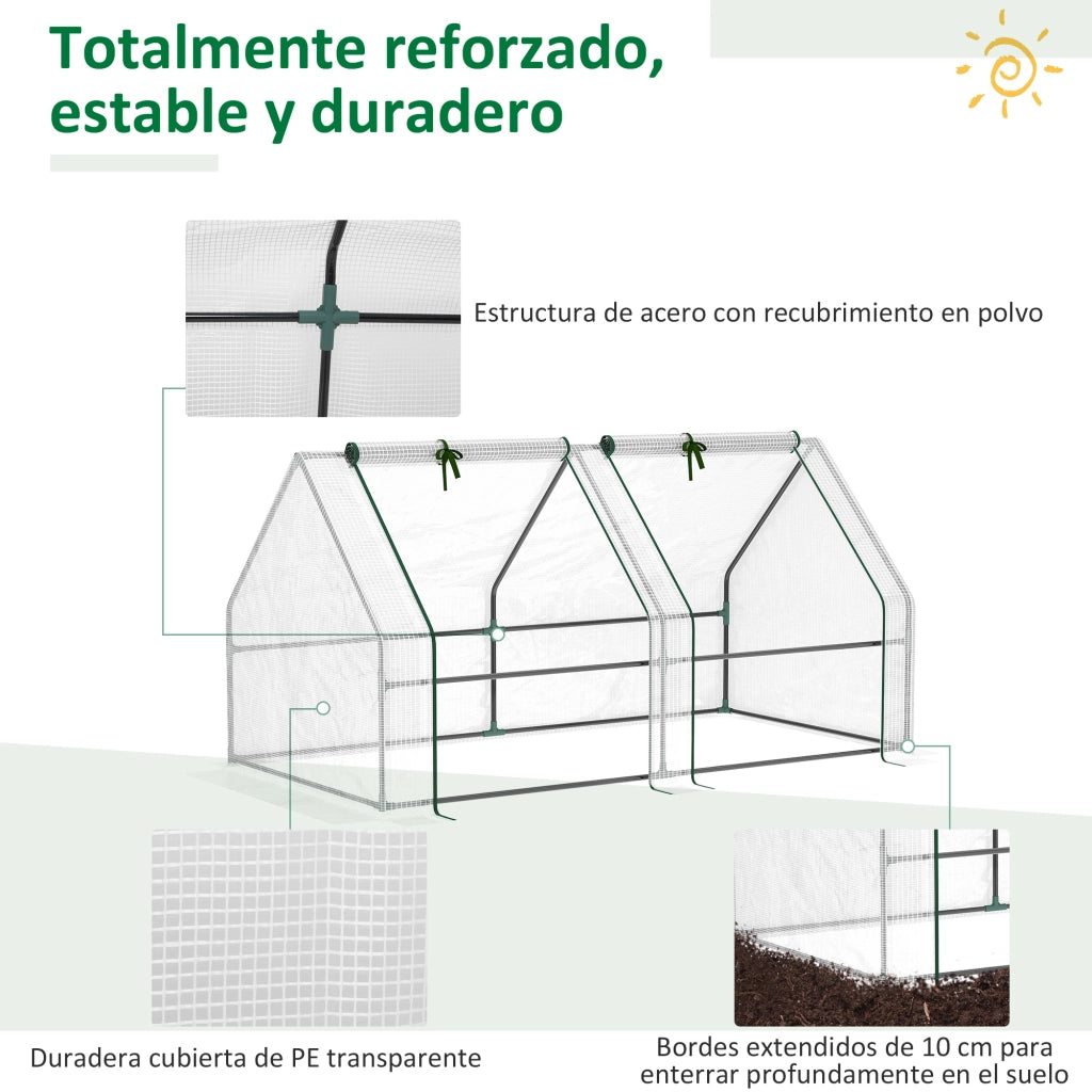 Mini Serra da Giardino e Terrazzo 180x90x90cm con 2 Finestre ¨C Minimal ¨C Bianco Acciaio