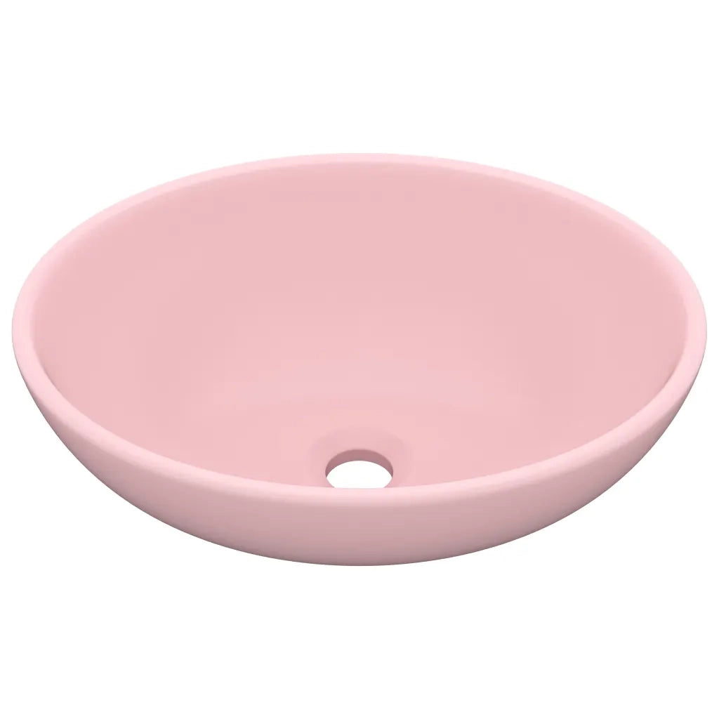Lavandino Lusso Ovale Rosa Opaco 40x33 cm in Ceramica 146922