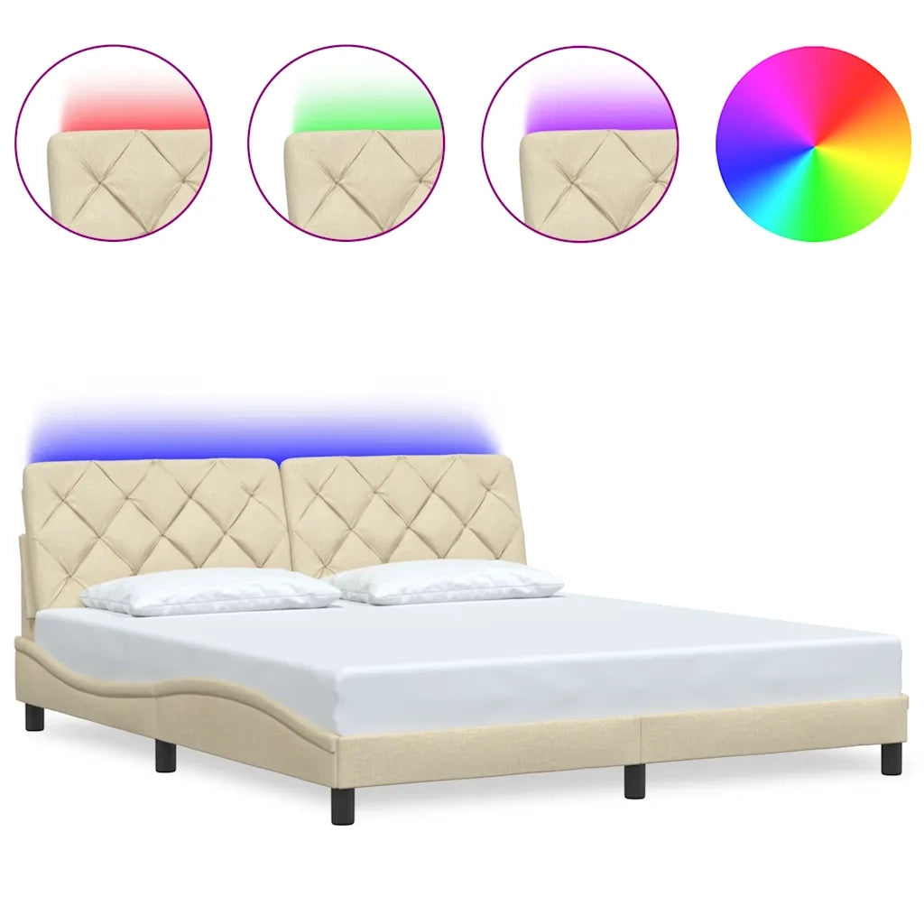 Giroletto con LED senza Materasso Crema 180x200 cm in Tessuto 3310690