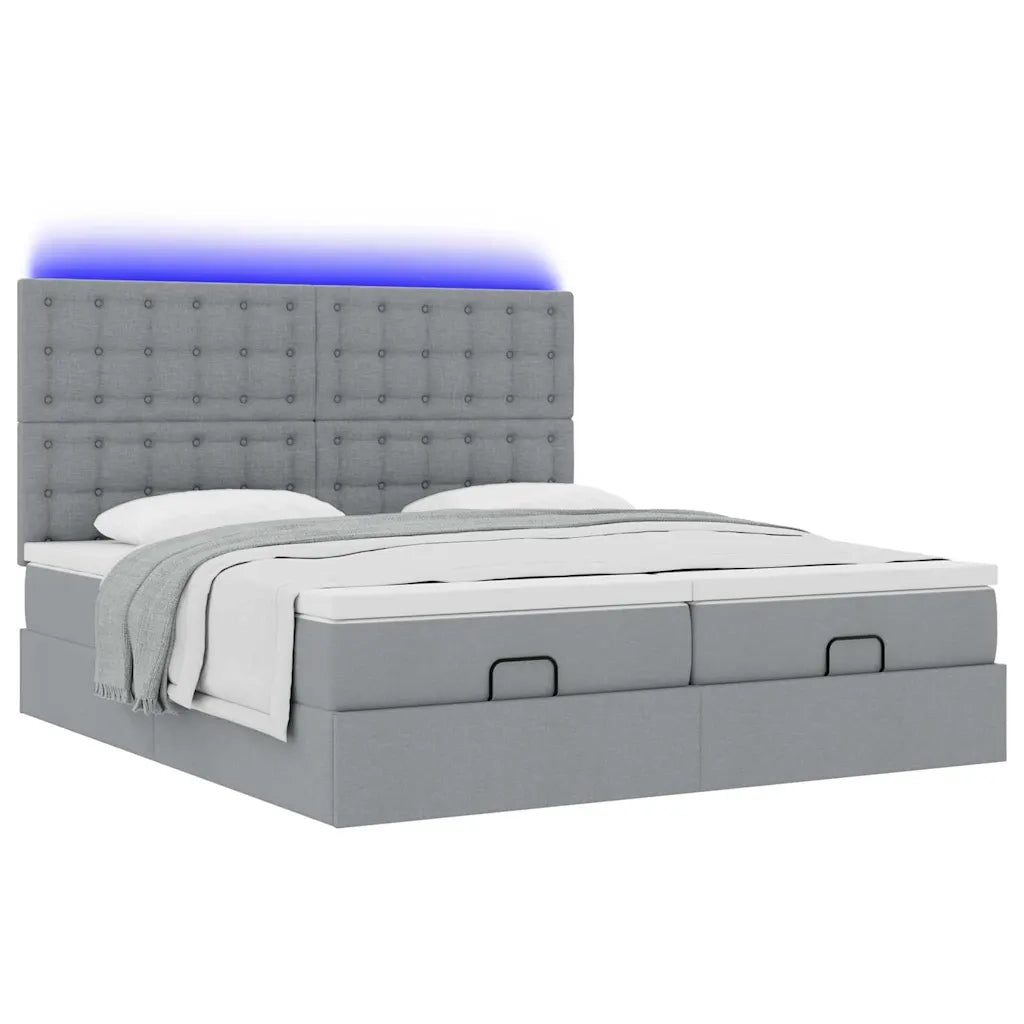 Struttura Letto Pouf con Materassi 200x200 cm in Tessuto 3314590