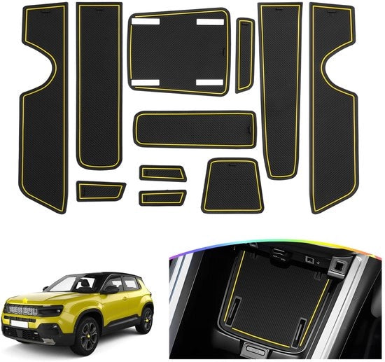 Materassini antislip per Jeep Avenger 2023-2025 - Materassini di gomma per portiere (gialli)