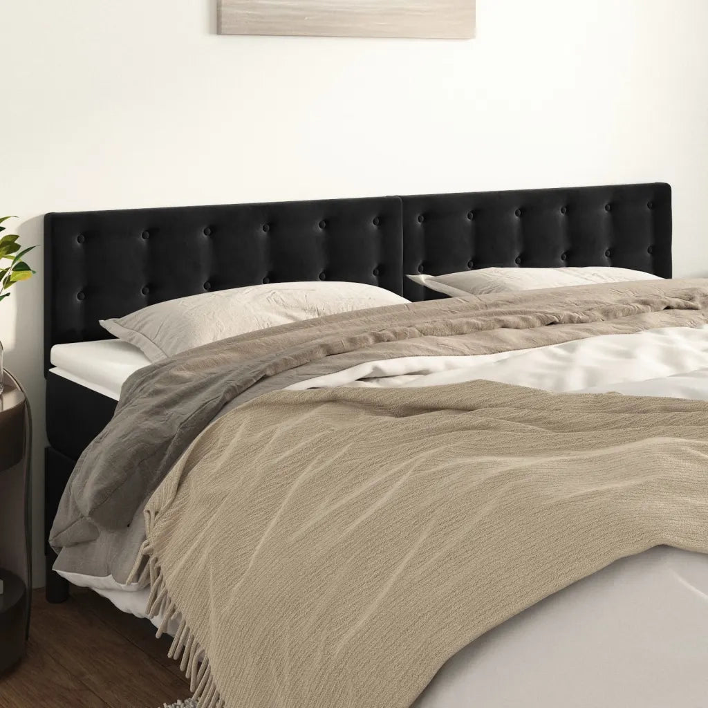 Testiera | Testata Nera 180x5x78/88 cm in Velluto