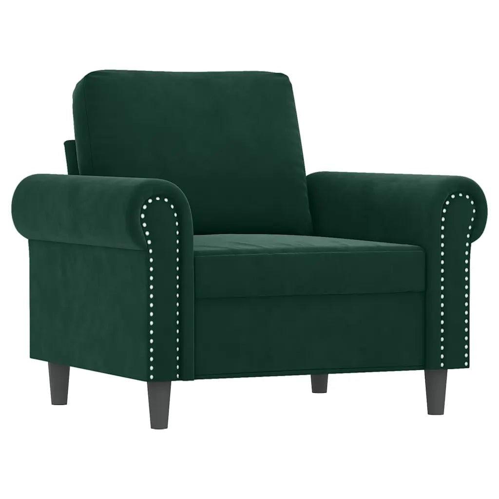 Set di Divani 3 pz con Cuscini Verde scuro in Vellutocod mxl 83293