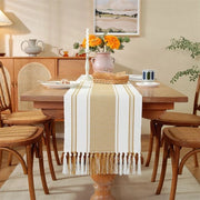 Tavolo in cotone e lino con chiodi - 35x240cm Tavolo con tovaglia facilmente stropicciata - Tovaglia per tavolo quotidiano - Leggera e duratura - Lavabile - Ideale per feste di campagna, esterno, matrimoni, festività