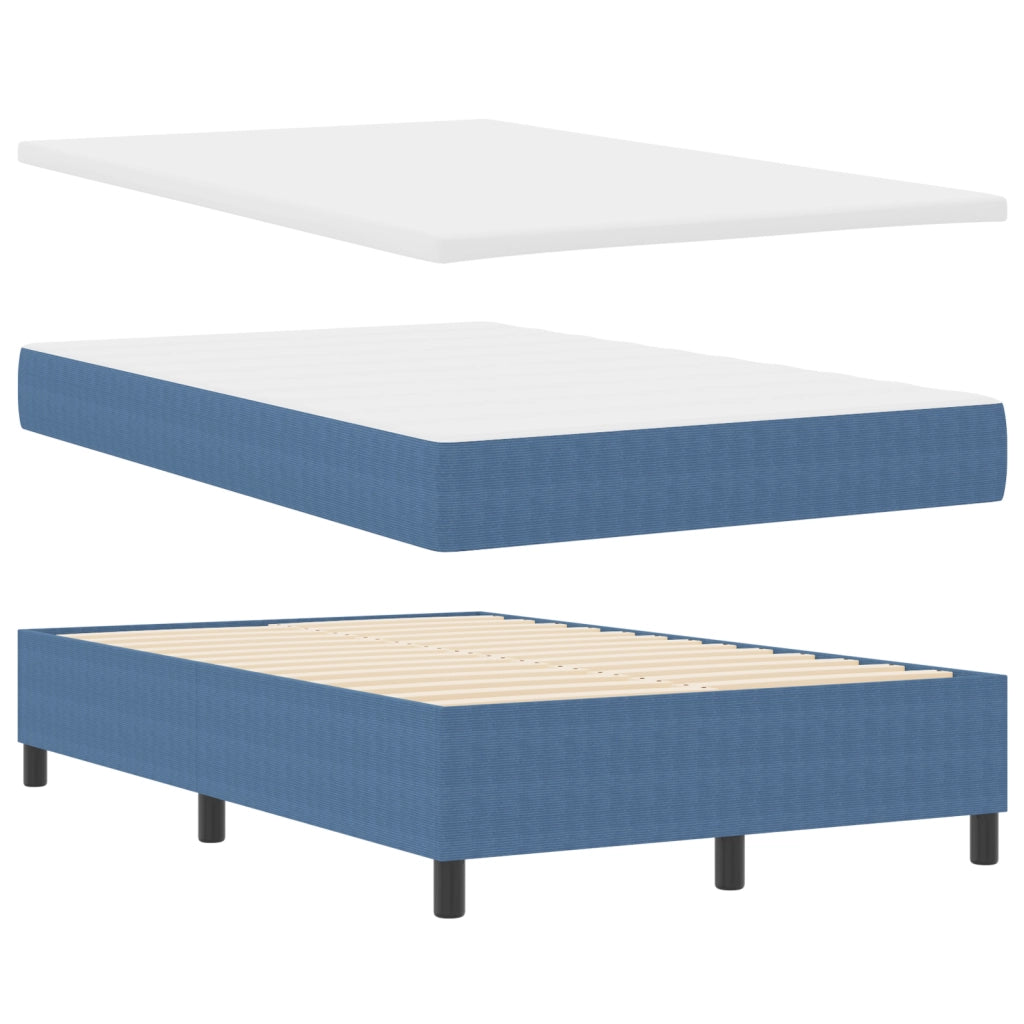 Letto Box Spring con Materasso Blu 120x200 cm Fodera in Corduroy