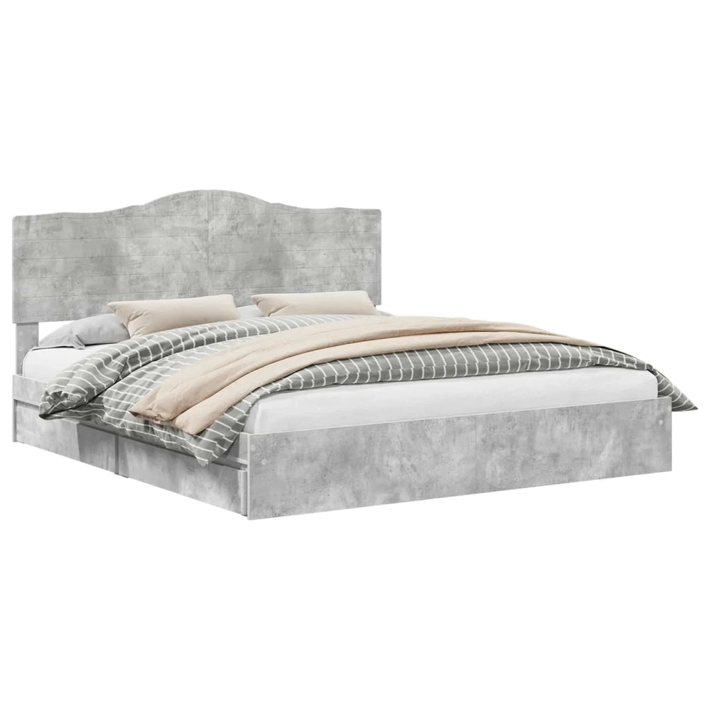 Letto con Contenitore con testiera Grigio cemento 200 x 200 cm 3413474