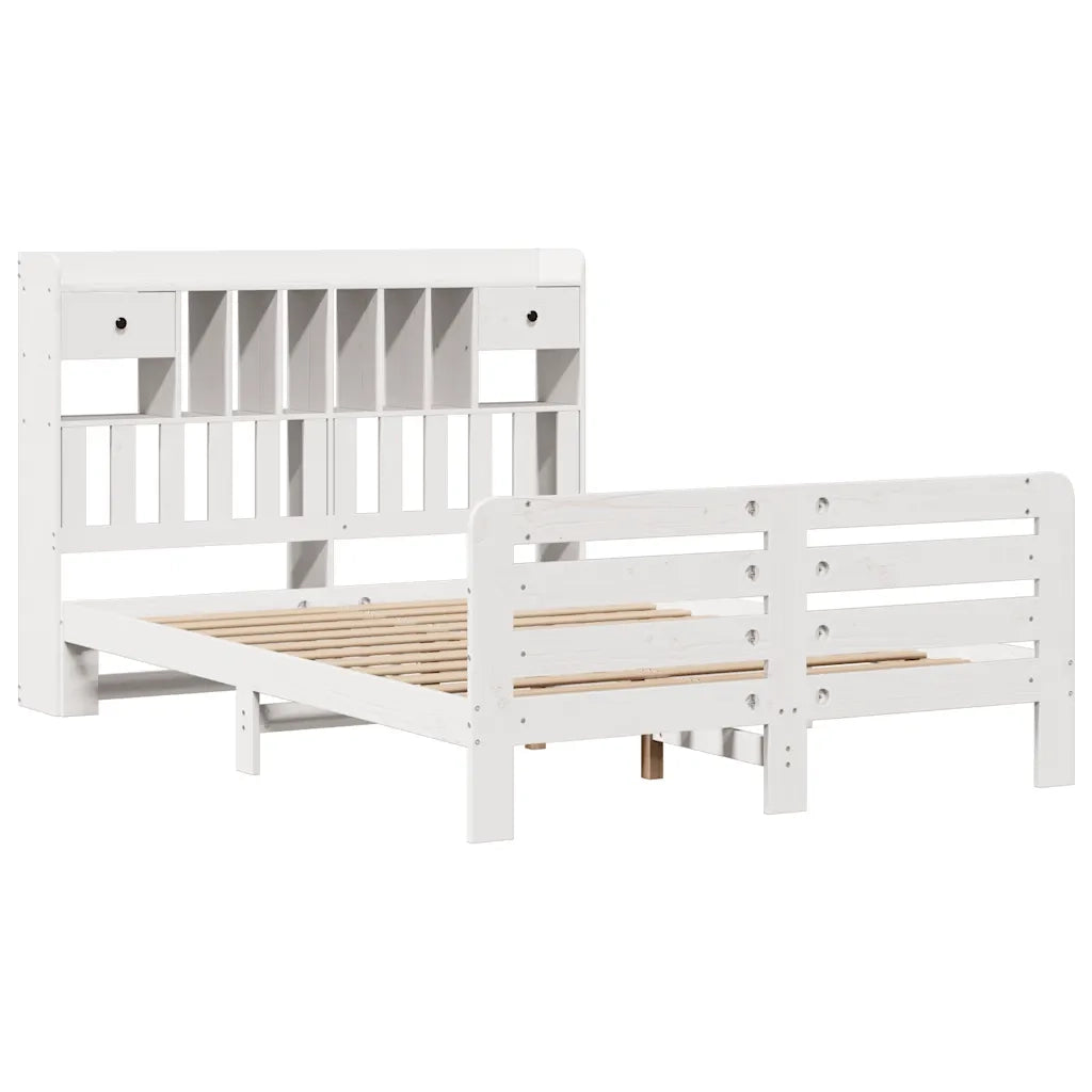 Letto Libreria senza Materasso Bianco 140x190 cm Legno di Pino 3309990