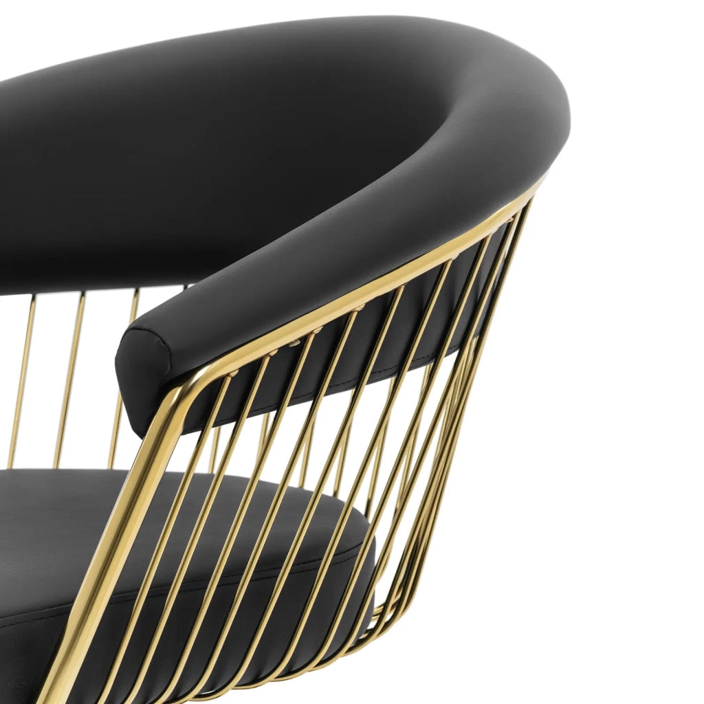 Poltrona professionale per parrucchiere con poggiapiedi portata 200 kg PVC nero e oro 14_0008935