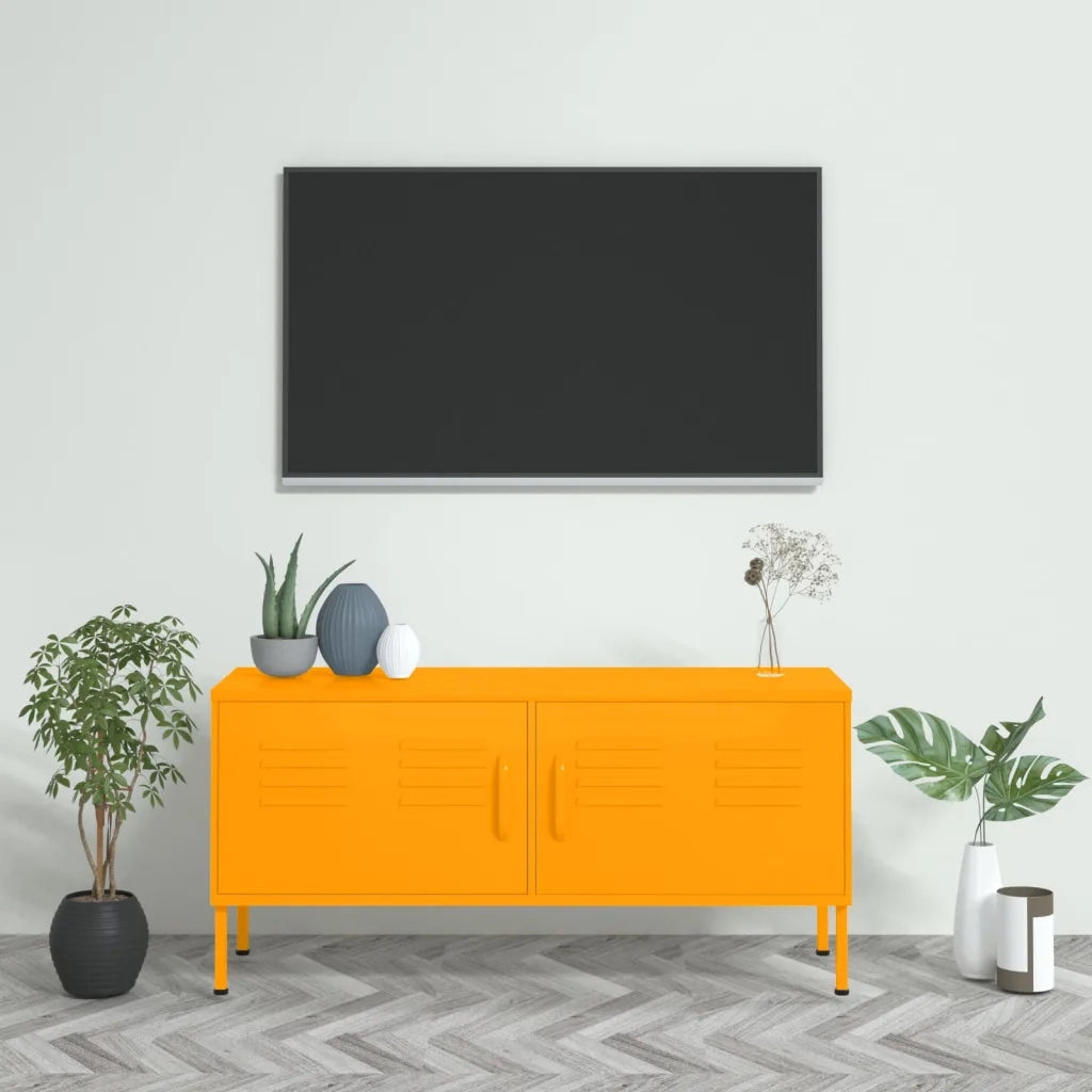 Mobile TV | Armadietto TV | Mobile Porta TV Giallo Senape 105x35x50 cm in Acciaio
