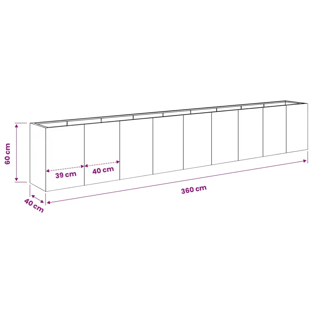 Vaso da giardino Nero 360 x 40 x 60 cm 3422149