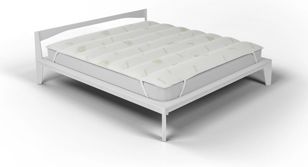 Topper Trapuntato Imbottito Singolo con Elastici Aloe Vera Bianco