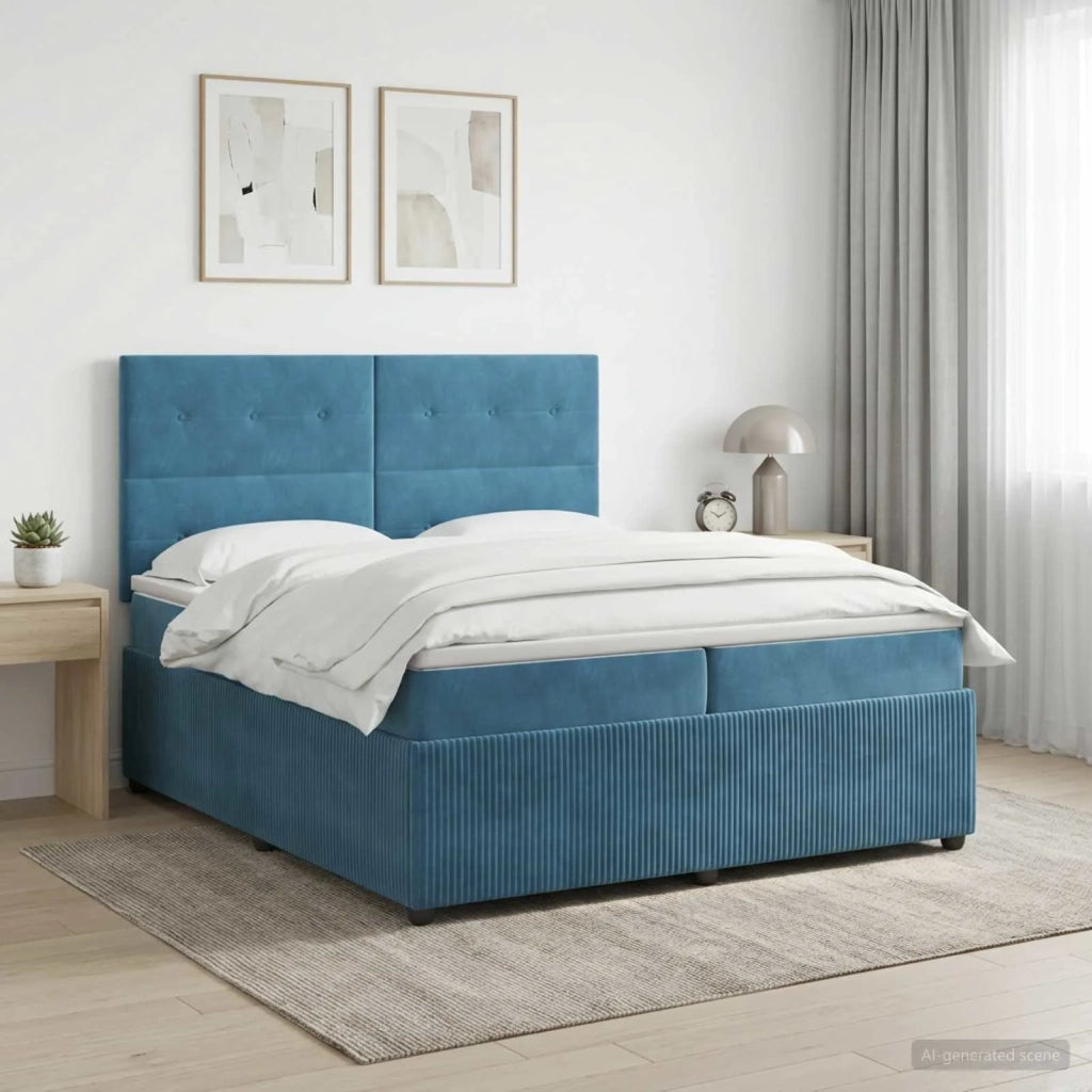 Letto box spring con materasso Blu 200 x 200 cm Velluto 3454677