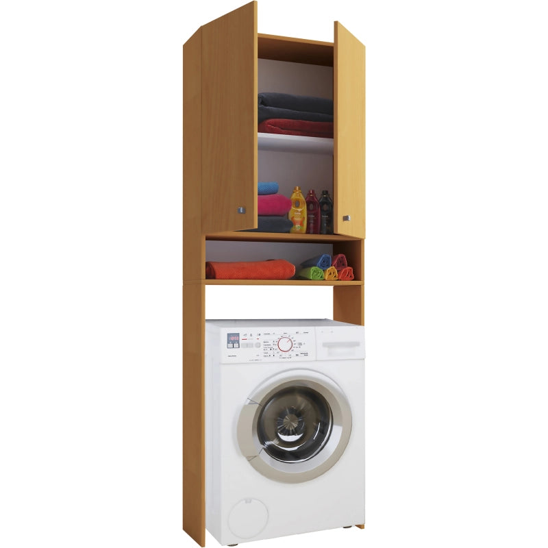 Lavabox – Mobile Coprilavatrice con Ripiani – Finitura Betulla – H184 × L70 × P27 cm – Soluzione Salvaspazio per Bagno