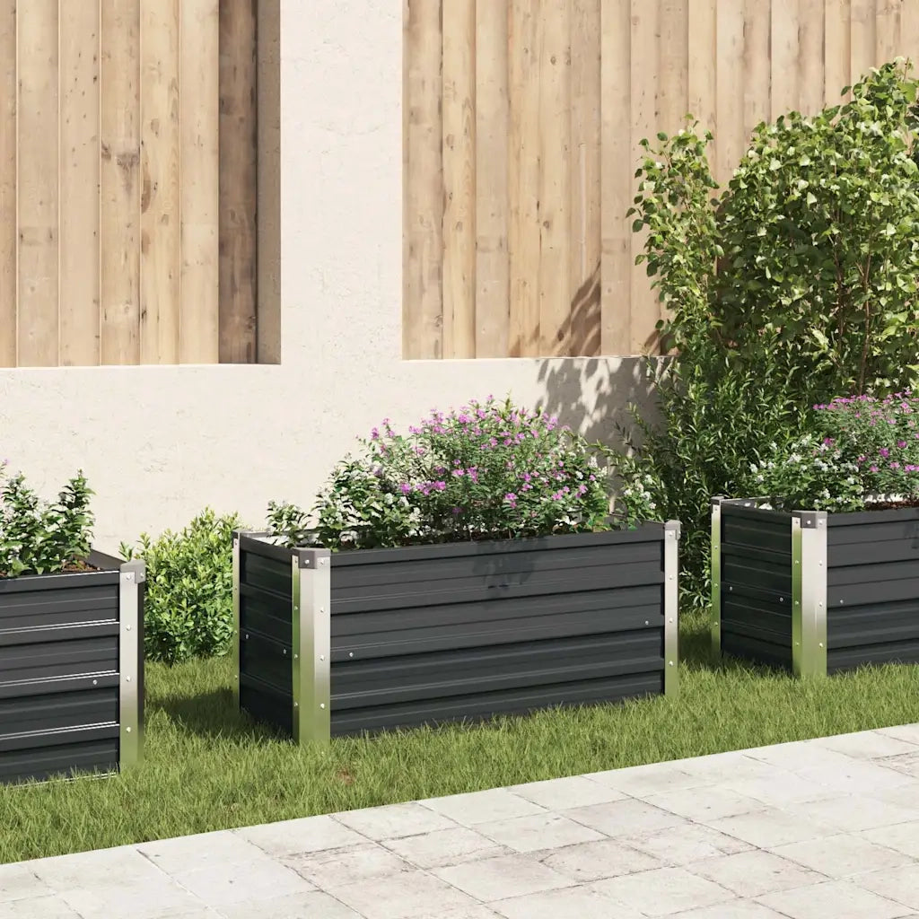Fioriera per Giardino Antracite 100x40x45 cm in Acciaio Zincato 45733