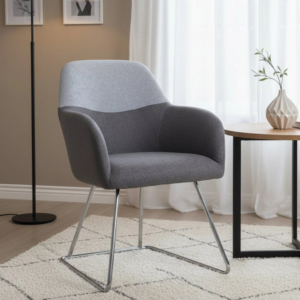 Sedia da ufficio Azzone, Seduta da attesa con braccioli per ufficio, Seduta ergonomica da attesa, 62x57h83 cm, Grigio