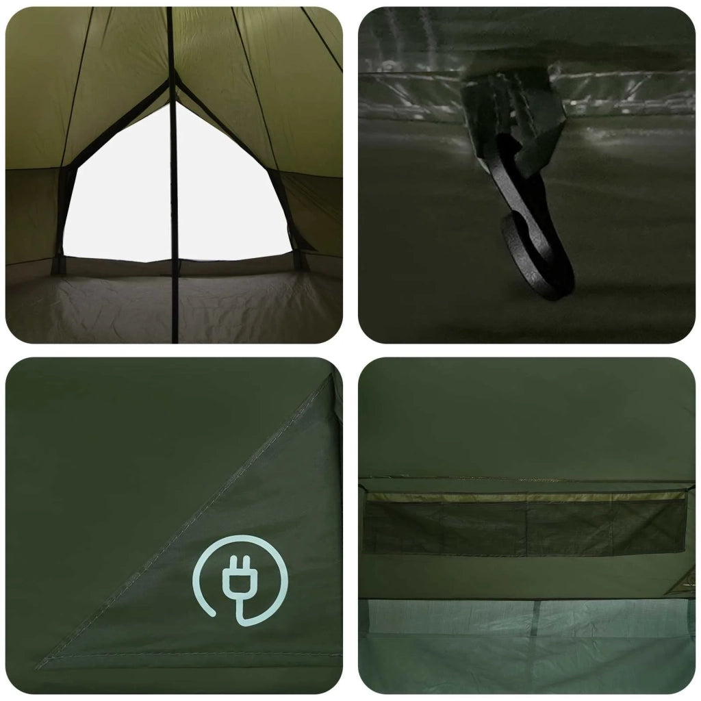 Tenda Tipi Verde Oliva 500 x 500 x 300 cm Poliestere e Acciaio 42029032