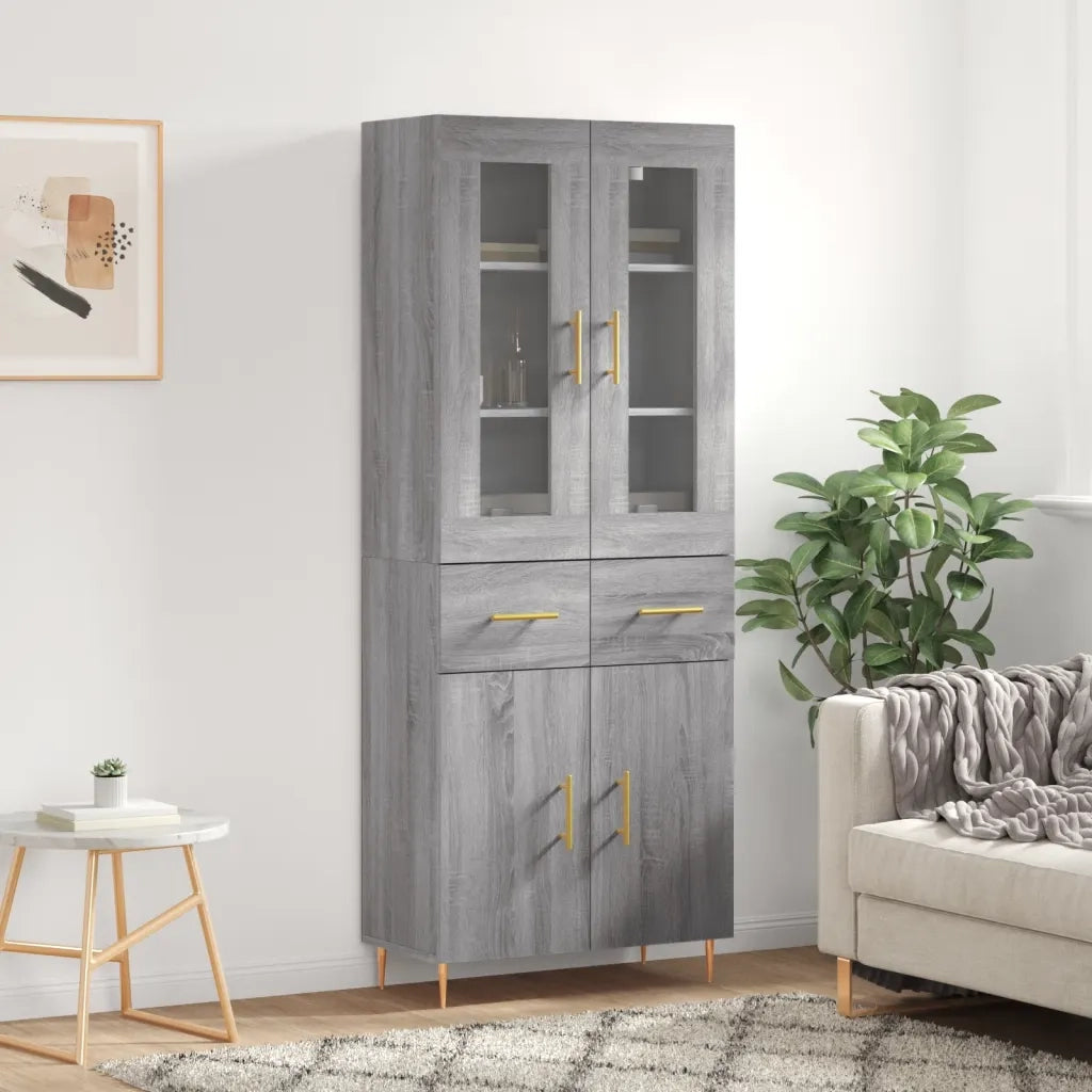 Credenza | Madia | Buffet da pranzo | Armadio da pranzo Grigio Sonoma 69,5x34x180 cm in Legno Multistrato