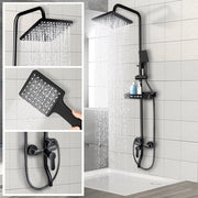 Set di doccia termoregolabile premium – RVS e messing massello – doccia a testa e maniglia regolabili – sistema di doccia in acciaio inox lussuoso - nero