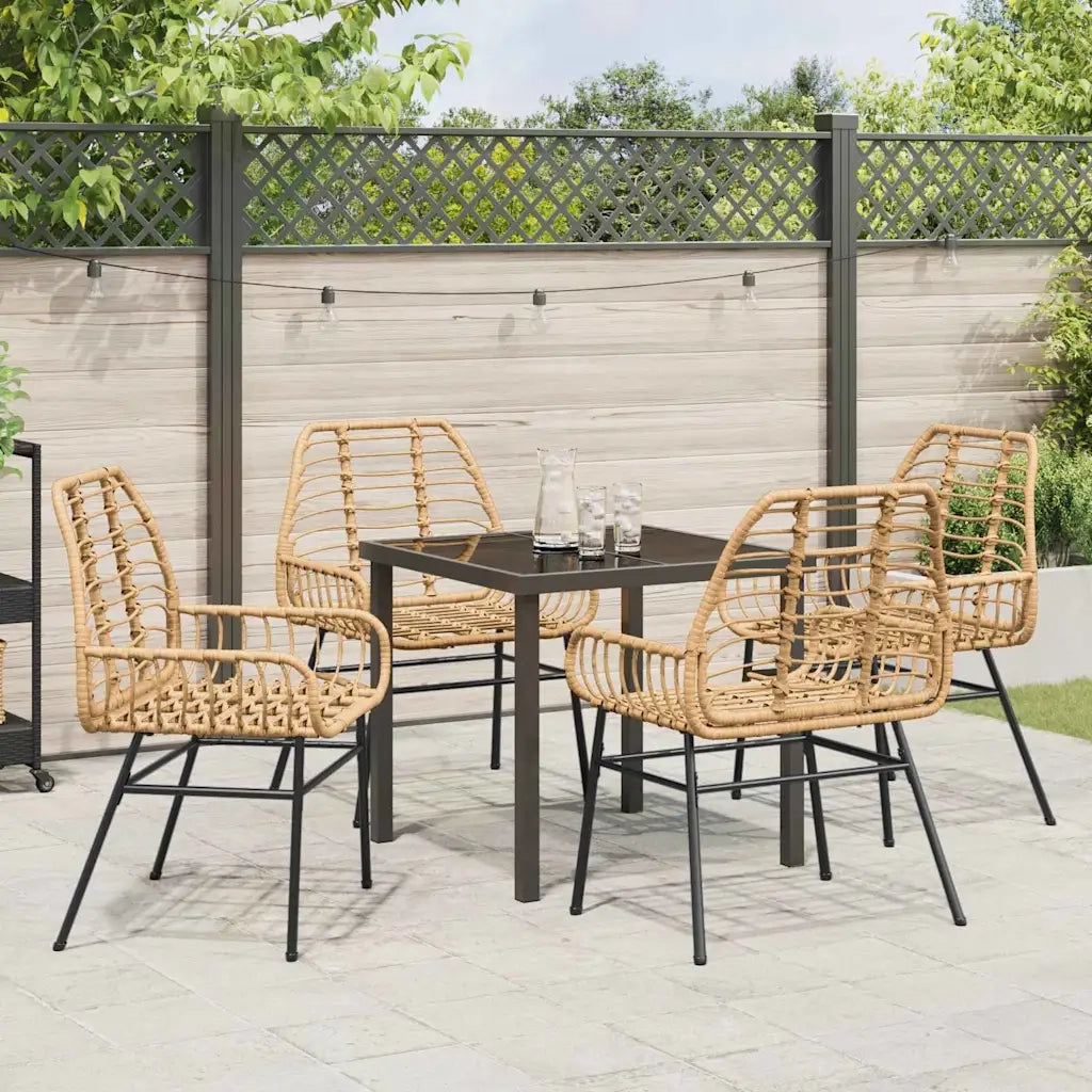 Set da Pranzo per Giardino 5 pcs Marrone polyrattan 3380849